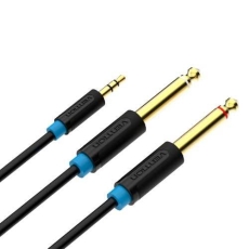 VENTION 3.5mm Male to 2*6.5mm Male Audio Cable 0.5M Black (BACBD)
