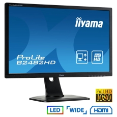 Used (A-) Monitor B2482HD LED/Iiyama/24”FHD/1920x1080/Wide/Black/Grade A-/D-SUB & DVI-D & HDMI